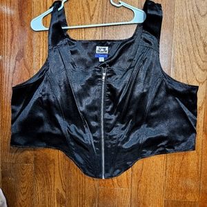Plus size black satin vest